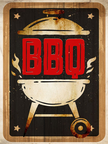 BBQ Grill Black Ornate Wood Framed Art Print with Double Matting by Allen, Kimberly