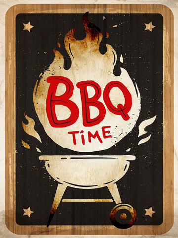 BBQ Time White Modern Wood Framed Art Print with Double Matting by Allen, Kimberly