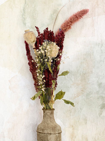 Autumns Song Florals White Modern Wood Framed Art Print with Double Matting by Allen, Kimberly