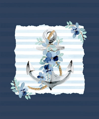 Floral Anchor 2 Black Ornate Wood Framed Art Print with Double Matting by Allen, Kimberly