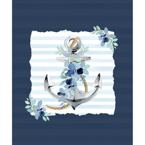 Floral Anchor 2 Black Modern Wood Framed Art Print by Allen, Kimberly