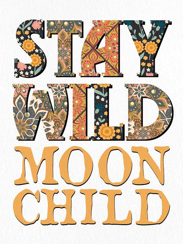 Stay Wild Moon Child Black Ornate Wood Framed Art Print with Double Matting by Allen, Kimberly