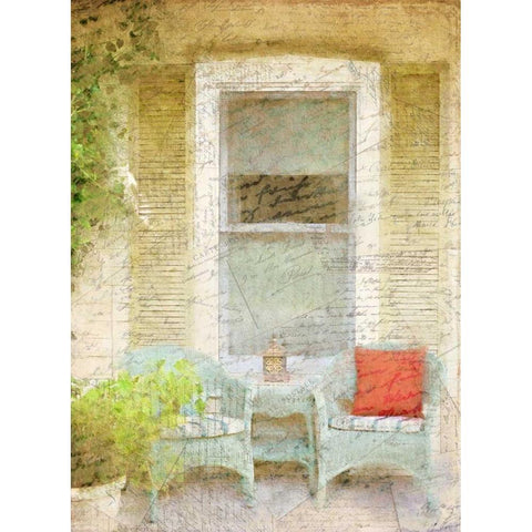 On the Porch Black Modern Wood Framed Art Print by Allen, Kimberly