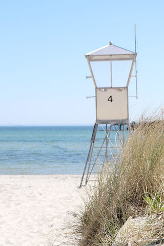 Lifeguard Tower V2 White Modern Wood Framed Art Print with Double Matting by Allen, Kimberly