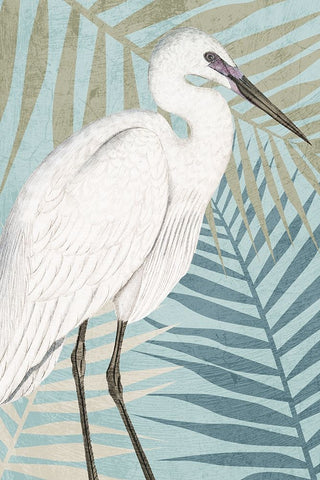 Beach Crane White Modern Wood Framed Art Print with Double Matting by Allen, Kimberly