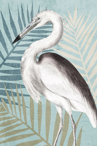 Beach Crane 2 White Modern Wood Framed Art Print with Double Matting by Allen, Kimberly