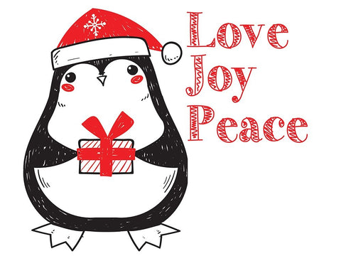 Penguin Christmas 3 White Modern Wood Framed Art Print with Double Matting by Allen, Kimberly