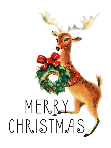 Reindeer Christmas 2 White Modern Wood Framed Art Print with Double Matting by Allen, Kimberly