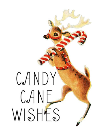 Reindeer Christmas 4 White Modern Wood Framed Art Print with Double Matting by Allen, Kimberly