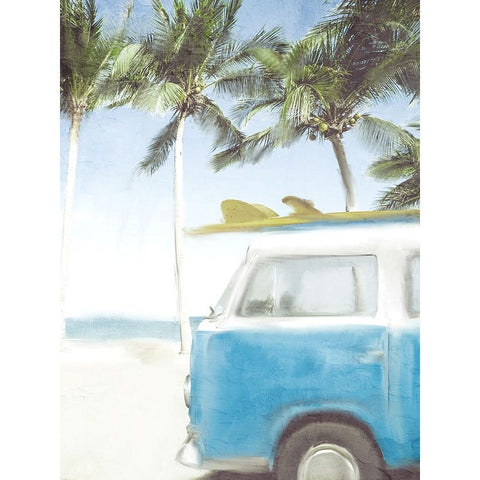 Beach Van Black Modern Wood Framed Art Print by Allen, Kimberly