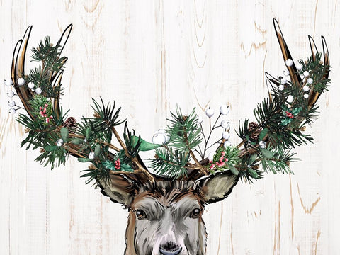 Christmas Deer Black Modern Wood Framed Art Print by Allen, Kimberly
