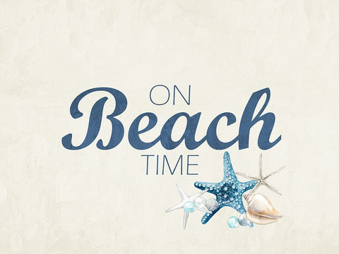 On Beach Time White Modern Wood Framed Art Print with Double Matting by Allen, Kimberly