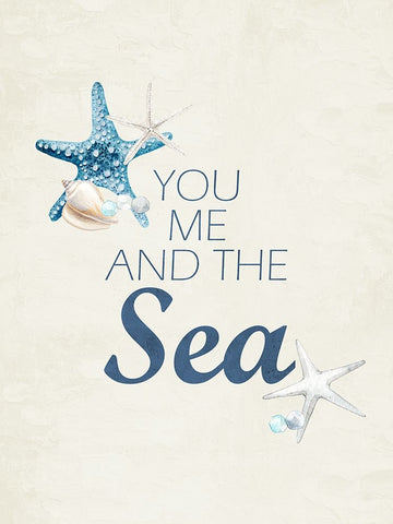 You Me And The Sea White Modern Wood Framed Art Print with Double Matting by Allen, Kimberly