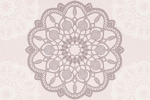 Rose Mandala White Modern Wood Framed Art Print with Double Matting by Allen, Kimberly