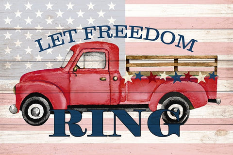 Let Freedom Ring Black Ornate Wood Framed Art Print with Double Matting by Allen, Kimberly