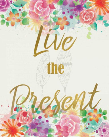 Live The Present Black Ornate Wood Framed Art Print with Double Matting by Allen, Kimberly