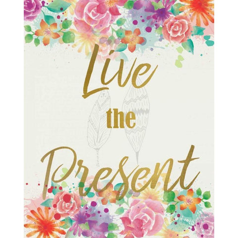 Live The Present Black Modern Wood Framed Art Print by Allen, Kimberly