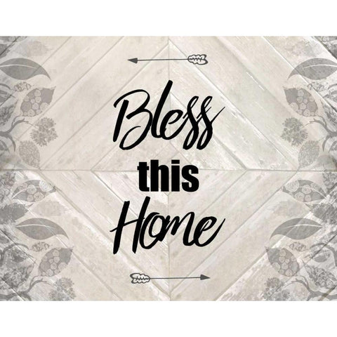 Bless This Home Quote Gold Ornate Wood Framed Art Print with Double Matting by Allen, Kimberly