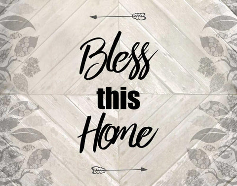 Bless This Home Quote White Modern Wood Framed Art Print with Double Matting by Allen, Kimberly