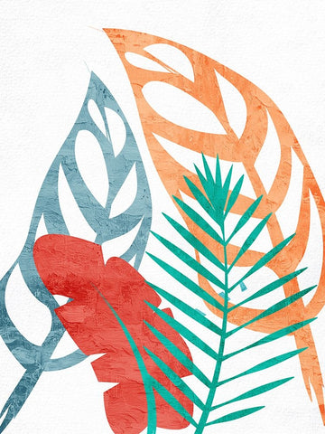 Bright Palms 1 White Modern Wood Framed Art Print with Double Matting by Allen, Kimberly