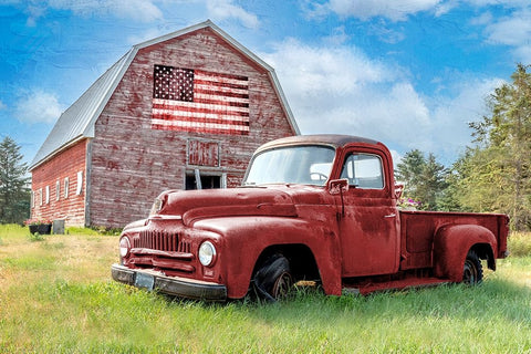 Olde Red White Modern Wood Framed Art Print with Double Matting by Allen, Kimberly