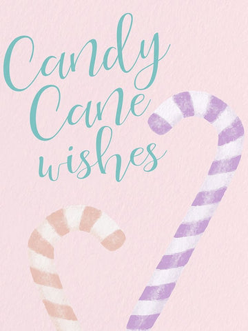 Candy Cane Wishes Pastel Black Modern Wood Framed Art Print by Allen, Kimberly
