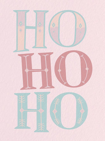 Ho Ho Ho Pastel White Modern Wood Framed Art Print with Double Matting by Allen, Kimberly