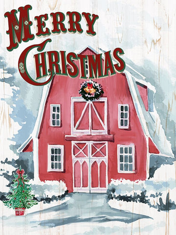 Merry Christmas Barn V2 Black Modern Wood Framed Art Print by Allen, Kimberly