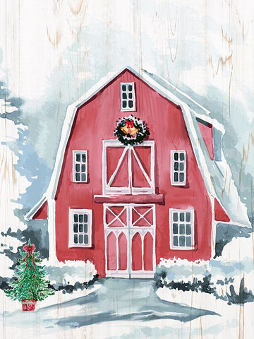 Merry Christmas Barn Black Modern Wood Framed Art Print by Allen, Kimberly