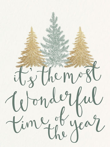Most Wonderful Time Trees White Modern Wood Framed Art Print with Double Matting by Allen, Kimberly