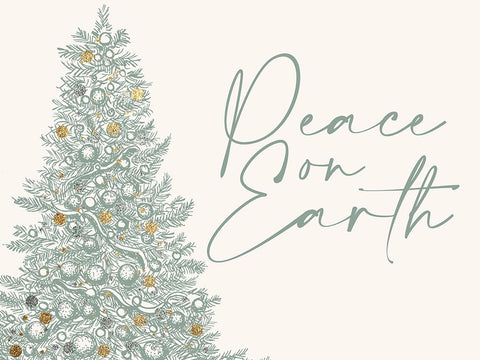 Peace On Earth Christmas Tree Black Modern Wood Framed Art Print by Allen, Kimberly