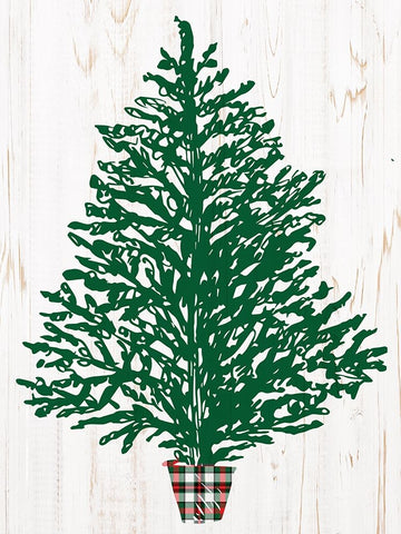 Plaid Christmas Tree Black Ornate Wood Framed Art Print with Double Matting by Allen, Kimberly