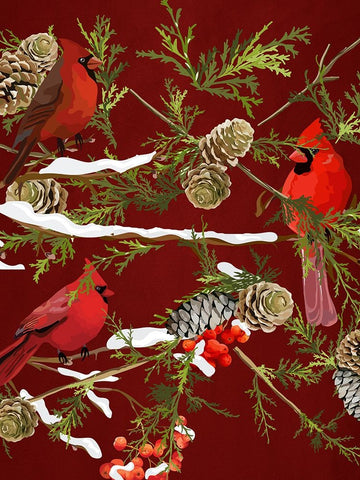 Cardinal Branches V2 Black Modern Wood Framed Art Print by Allen, Kimberly