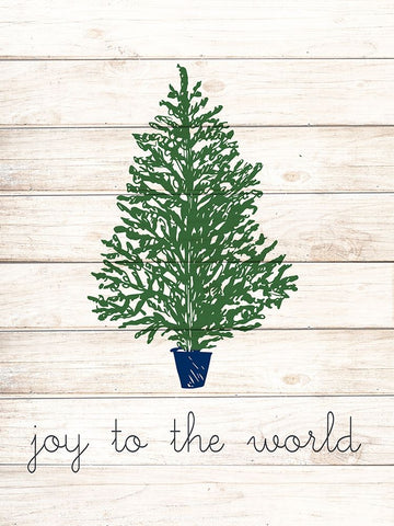 Joy To The World Christmas Tree Black Modern Wood Framed Art Print by Allen, Kimberly