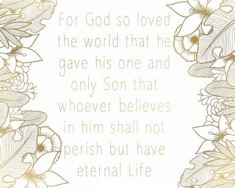 For God So Loved White Modern Wood Framed Art Print with Double Matting by Allen, Kimberly