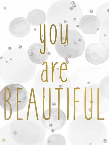 You Are Beautiful BW Black Ornate Wood Framed Art Print with Double Matting by Allen, Kimberly
