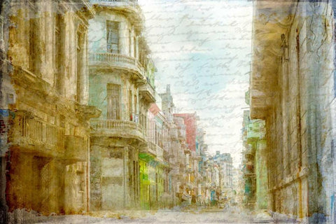 Havana Streets Black Ornate Wood Framed Art Print with Double Matting by Allen, Kimberly