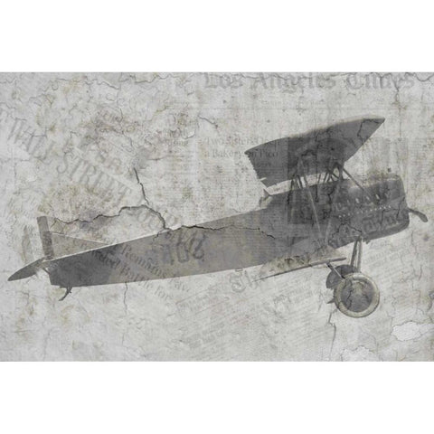 Newspaper Air Travel Black Modern Wood Framed Art Print with Double Matting by Allen, Kimberly