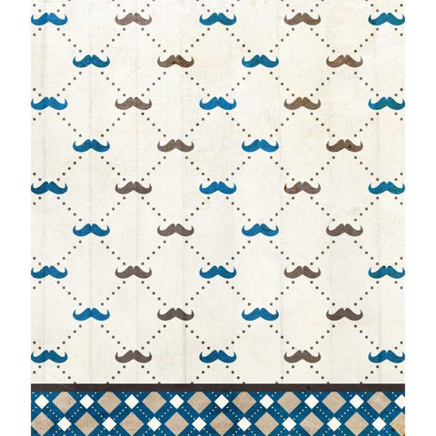 Mustache Blue White Modern Wood Framed Art Print by Allen, Kimberly