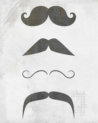 Mustache 1 White Modern Wood Framed Art Print with Double Matting by Allen, Kimberly