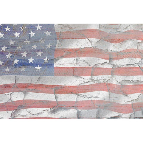 American Flag Gold Ornate Wood Framed Art Print with Double Matting by Kimberly, Allen