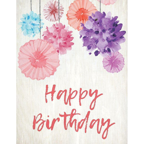 Birthday Pom Poms Black Modern Wood Framed Art Print by Kimberly, Allen