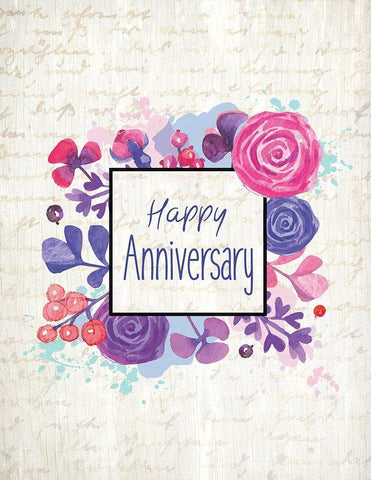 Happy Anniversary Letter White Modern Wood Framed Art Print with Double Matting by Kimberly, Allen