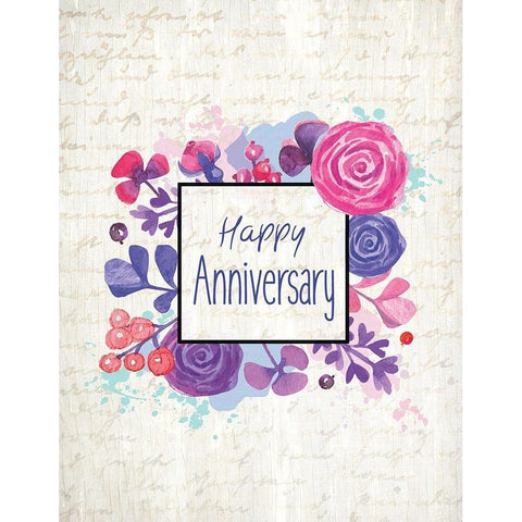 Happy Anniversary Letter Black Modern Wood Framed Art Print by Kimberly, Allen