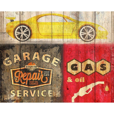 Garage Repair Black Modern Wood Framed Art Print by Kimberly, Allen
