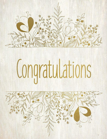 Congratulations Rustic Flowers White Modern Wood Framed Art Print with Double Matting by Kimberly, Allen