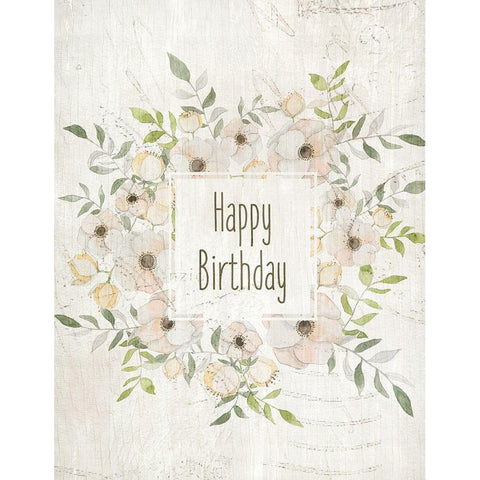 Happy Birthday Soft Black Modern Wood Framed Art Print by Kimberly, Allen