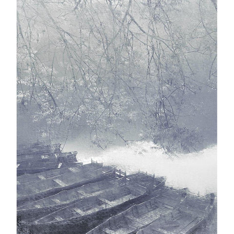 Docked White Modern Wood Framed Art Print by Kimberly, Allen