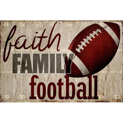 Faith Family Football White Modern Wood Framed Art Print by Kimberly, Allen