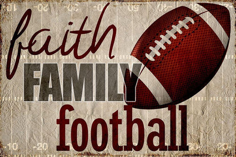 Faith Family Football White Modern Wood Framed Art Print with Double Matting by Kimberly, Allen